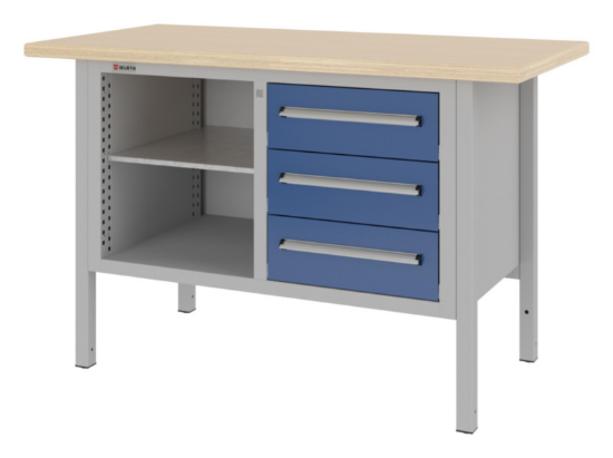 Delovna miza, standard, 3 predali, 1500, RAL5010