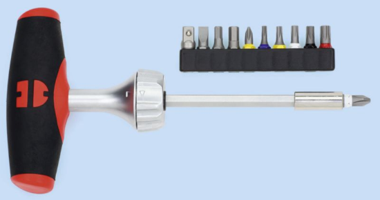 12-delni set 1/4" izvijačev z račno, T ročaj