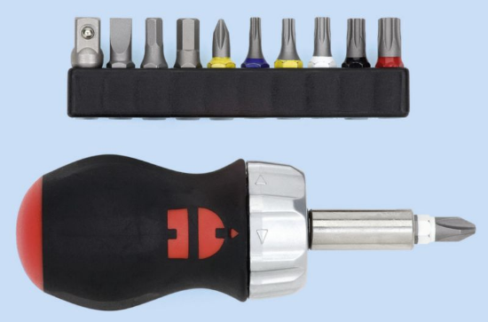 12-delni set z mini račno in izvijačem 1/4"