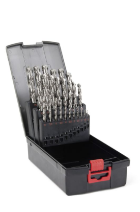 Set spiralnih svedrov za kovino DIN338 HSS ALU, 25 kosov