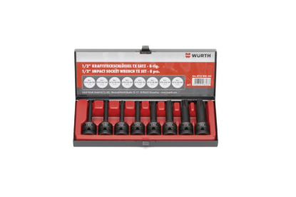 Ključ natični udarni, 1/2", TX, dolgi, set, 8-delni