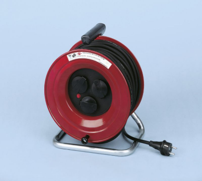 Kabelski boben za 40 m, gumi, črn, 3-žilni