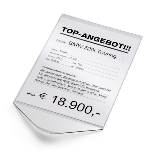 Držalo specifikacij vozila, polikarbonat, A4