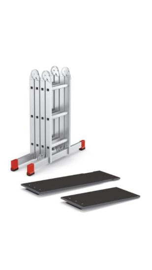 Večnamenska aluminijasta lestev, 4x3 s platformo
