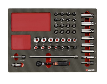 42-delni set dolgih natičnih ključev 3/8" v karbonski peni