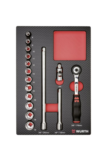 16-delni set dolgih natičnih ključev 3/8" v karbonski peni