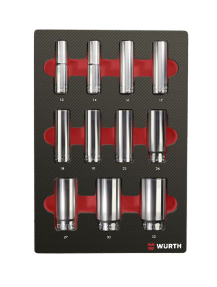 11-delni set dolgih natičnih ključev 1/2" VDE v peni