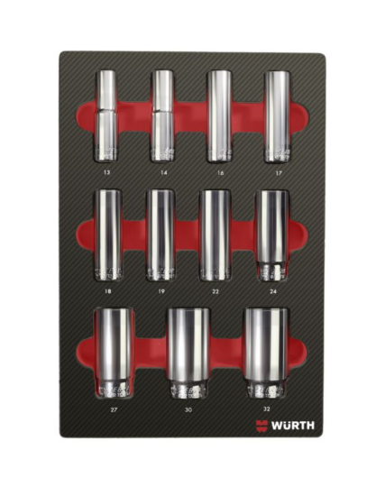 11-delni set dolgih natičnih ključev 1/2" VDE v peni