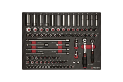 91-delni set natičnih ključev 3/8" in 1/4" v karbonski peni