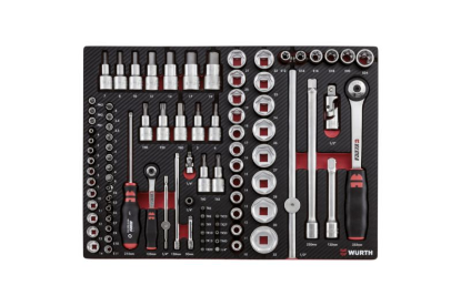 92-delni set natičnih ključev 1/4" in 1/2" VDE v peni