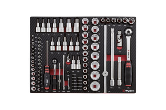 92-delni set natičnih ključev 1/4" in 1/2" VDE v peni