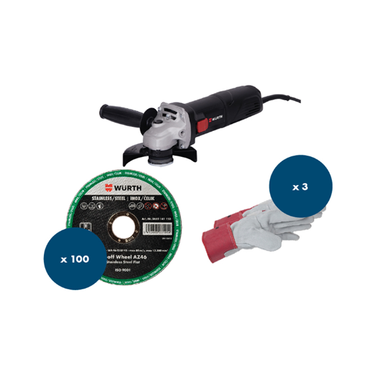 Slika Set brusilnik EAG115 z ploščami in rokavicami-nerjavno jeklo