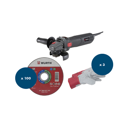 Slika Set brusilnik EWS7-125 z ploščami in rokavicami-jeklo