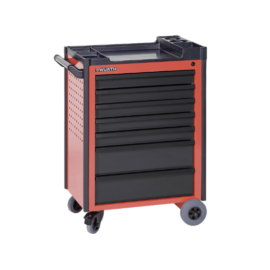 Slika 7-predalni delovni sistemski voziček C7-RAL3020 s 169 kosi