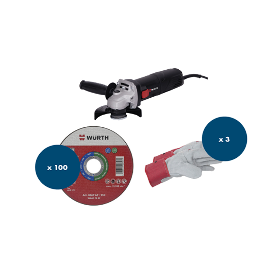 Slika Set brusilnik EAG115 z ploščami in rokavicami-jeklo