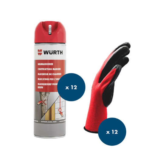 Slika Set rdečih markirnih sprejev in latex grip rokavic vel-10