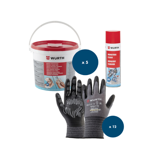 Slika Industrijske čistilne krpe z industrijskim čistilom in tigerflex rokavicami vel-9