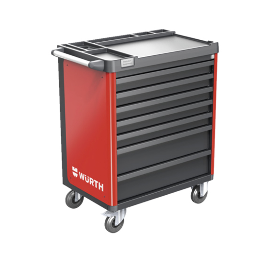 Slika 7-predalni delovni sistemski voziček Basic 8.8 RAL3020 z 252 kosi