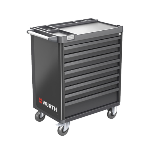 Slika 8-predalni delovni sistemski voziček Basic 8.8 RAL9017 z 256 kosi