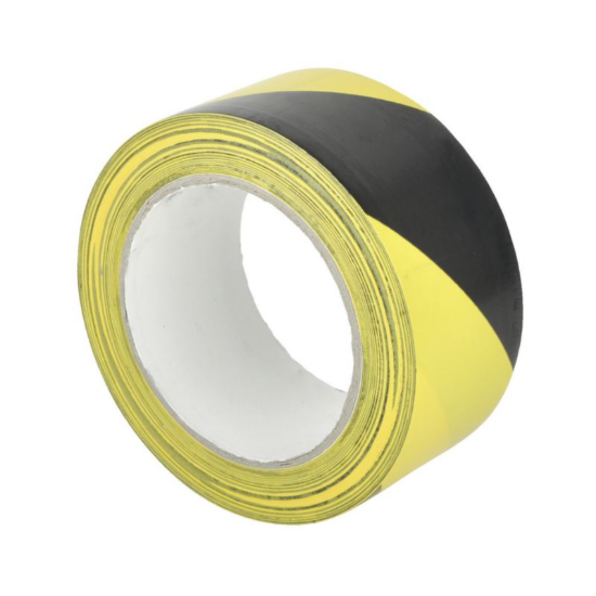 Slika TRAK LEPILNI OPOZORILNI-RUMENO ČRN-50MMX33M