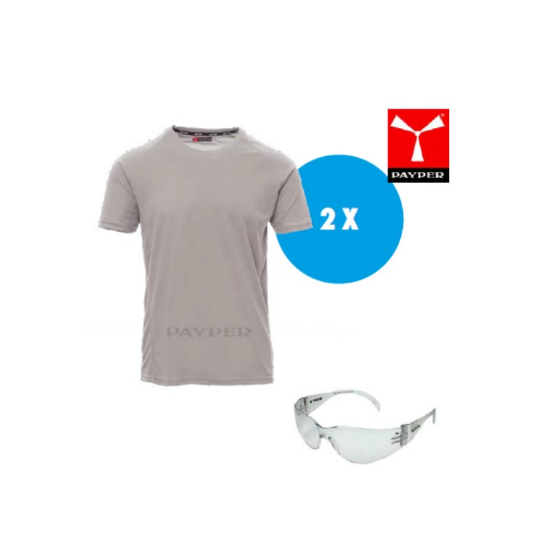 Slika 2 x kratka majica Dry Tech svetlo siva + zaščitna očala