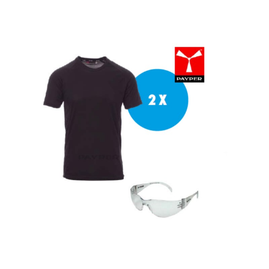 Slika 2 x kratka majica Dry Tech črna + zaščitna očala
