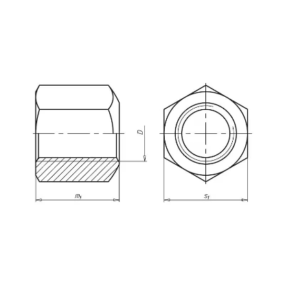 Slika Šestkotna matica, vISOka 1,5xd, DIN 6330, jeklo 10, pocinkano, modro pasivirano (A2K)