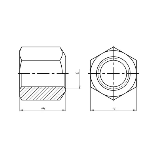 Slika Šestkotna matica, vISOka 1,5xd, DIN 6330, jeklo 10, pocinkano, modro pasivirano (A2K)