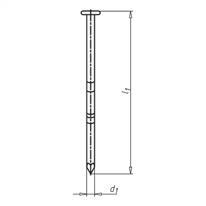 Slika Žeblji z okroglo glavo, 21°, z obročastim držalom. jeklena ravna površina