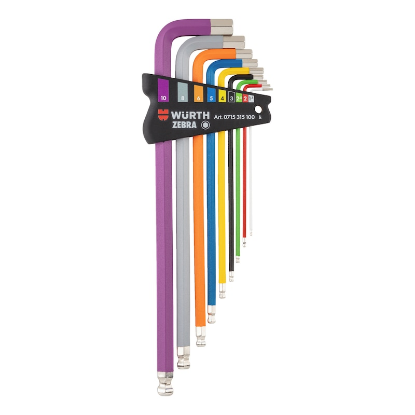 Slika KLJUČI IMBUS-6KT-KROGLIČNI-BARVNI-ZEBRA-(1,5-10)-9DELNI