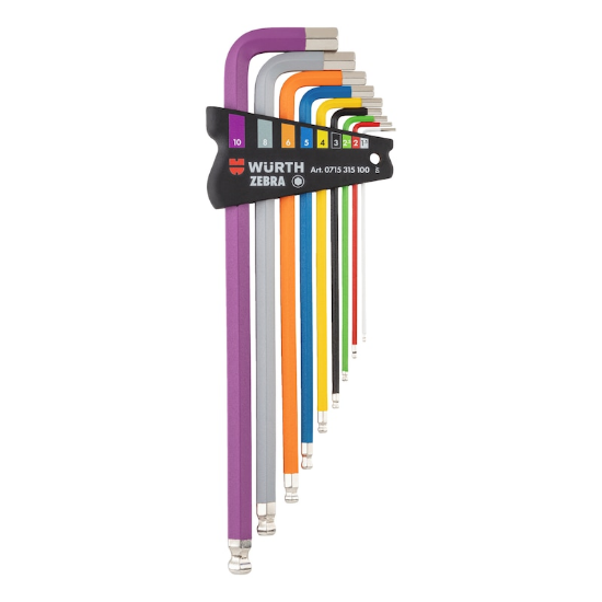 Slika KLJUČI IMBUS-6KT-KROGLIČNI-BARVNI-ZEBRA-(1,5-10)-9DELNI