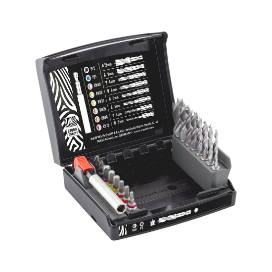 Slika SVEDRI ZA LES KRATKI 6KT. 1/4" Z NASTAVKI SET 17-DELNI