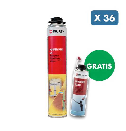 Slika 36 x PU PENA POWER PUR 65, 800 ML + GRATIS čistilo