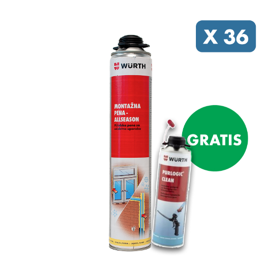 Slika 36 x PU PENA ALLSEASON, 750 ML + GRATIS čistilo