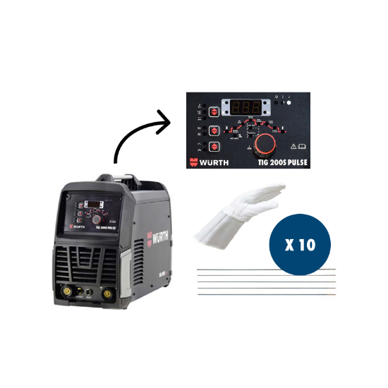 Slika Inverterski TIG varilni aparat za varjenje inoxa, volfram elektrode + rokavice iz prožnega usnja