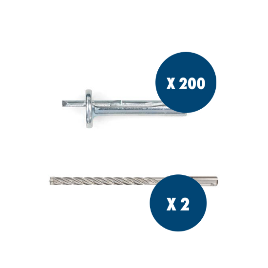 Slika 5 x 200 kovinskih udarnih vložkov + 2 x GRATIS SDS sveder