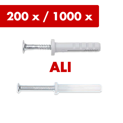 Slika 200/1000 kosov plastičnih udarnih vložkov 6 x 40/60 z vijakom