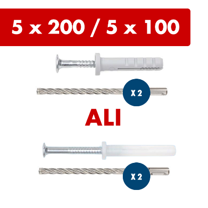 Slika 5 x 200/1000 plastičnih udarnih vložkov 6 x 40/60 z vijakom + 2 x GRATIS SDS sveder