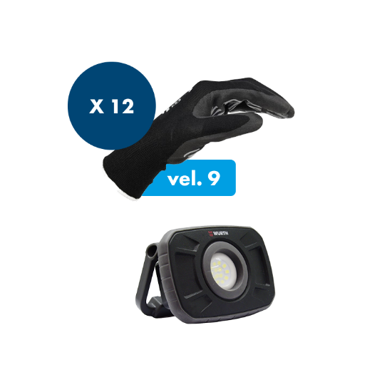 Slika LED DELOVNA LUČ ERGOPOWER MINI IN 12X ZAŠČITNE ROKAVICE TIGERFLEX COOL, VELIKOST 9