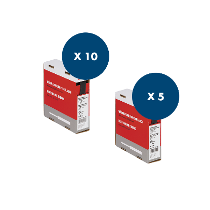 Slika Set toplotnih skrčk premera 6.4 mm x 10m in 9.5 mm x 5m