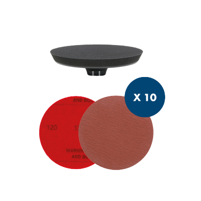 Slika 10 brusnih papirjev na ježka premera 125mm in grobosti 120 z mehkim podložnim krožnikom