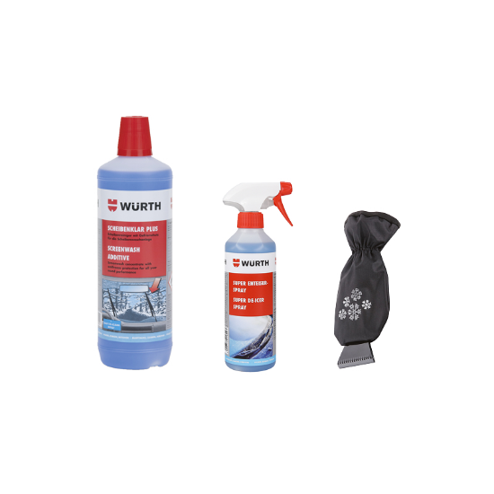 Slika Set s čistilom za steklo, sprej za odmrzovanje in strgalo z rokavico