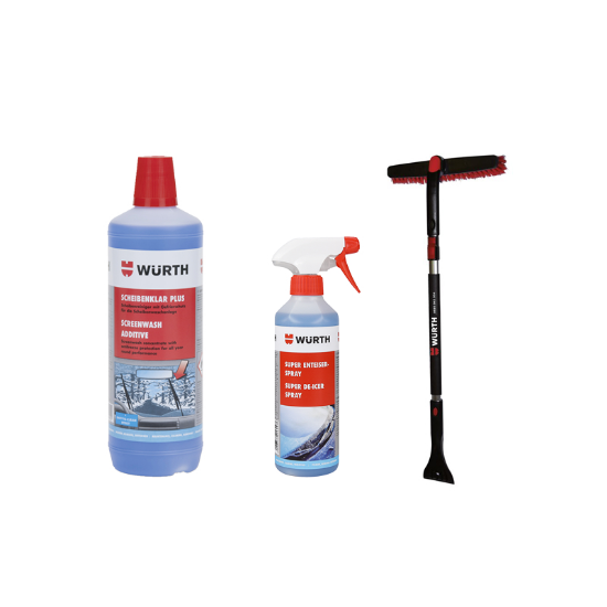 Slika Set s čistilom za steklo, sprej za odmrzovanje in teleskopska metlica s strgalom za led