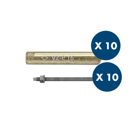 Slika 10 X STEKLEN SIDRNI VLOŽEK M16 IN VROČE CINKANE SIDRNE PALICE ZA SIDRANJE V BETON V BOLJ ZAHTEVNIH RAZMERAH KOT SO NPR. OBCESTNE OGRAJE