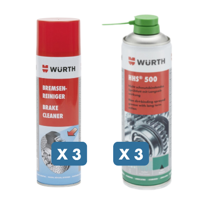 Slika Sprej za čiščenje in razmaščevanje za zavore (3 x 750 ml)  + gosta mast v spreju (3 x 500 ml)