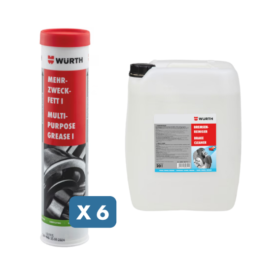 Slika Tekočine za čiščenje in razmaščevanje (1 x 20 l) + 6 x litijeva mast v kartuši (3 x 400 g)
