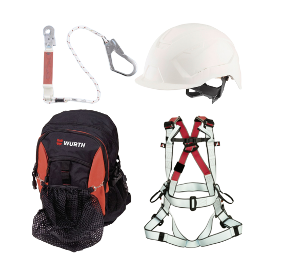 Slika Set za elektroinštalaterje z varovalnim pasom, varovalno vrvjo s karabinko (dolžina 1,5 m) + čelado za električarje