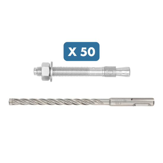 Slika 50 x sidrni vijak (M12 x 110) in SDS Plus sveder za beton (12/215 mm)