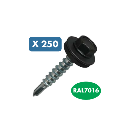 Slika 250 x samovrtalni kleparski vijak, 4,8 x 35 mm, RAL7016