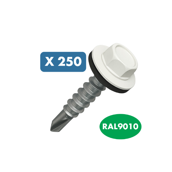 Slika 250 x samovrtalni kleparski vijak, 4,8 x 35 mm, RAL9010
